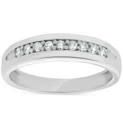 Promo 🔥 Pompeii3 Mens 1/4ct Diamond Wedding Ring 10k White Gold Anniversary Band 👍