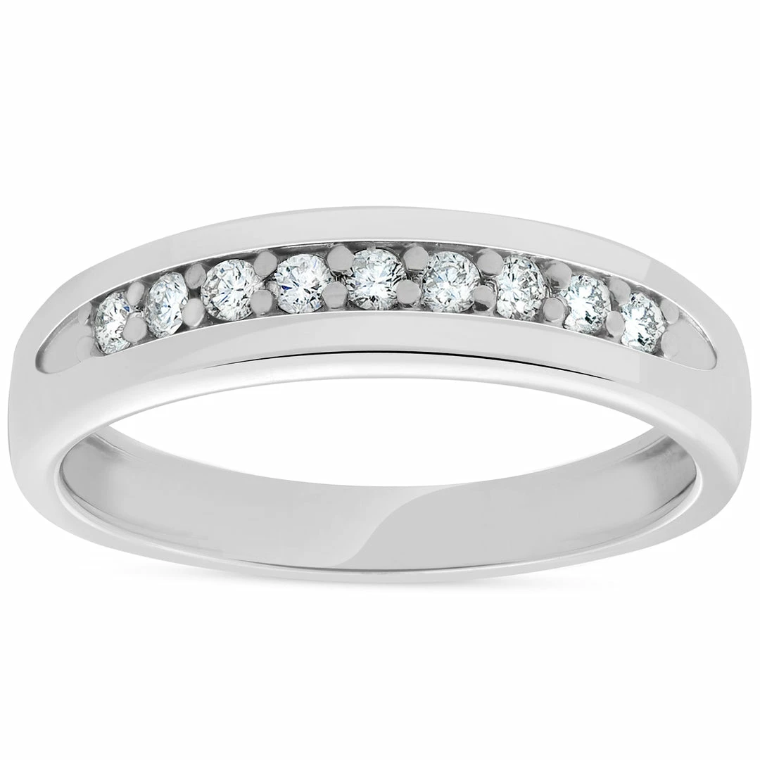 Promo 🔥 Pompeii3 Mens 1/4ct Diamond Wedding Ring 10k White Gold Anniversary Band 👍