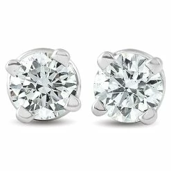 Deals 🛒 Pompeii3 1/3Ct T.W. Round Cut Natural Diamond Screw Back Studs 14k White Gold for 👩 women ⌛