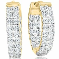 Outlet ❤️ Pompeii3 1Ct Diamond Hoops in 10k Yellow Gold Lab Grown 14.55mm Tall for 👩 women 🛒