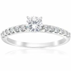 Top 10 😍 Pompeii3 0.80Ct Round Cut Diamond Halo Engagement Ring 14k White Gold Enhanced for 👩 women 💯