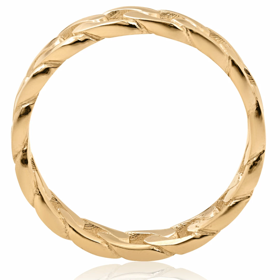 Best reviews of ❤️ Pompeii3 Mens 14k Yellow Gold Hand Braided Curb Linked Wedding Band 🎉 - Image 2
