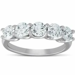 Best Pirce ๐ Pompeii3 1 1/2 Ct Diamond Five Stone U Prong Wedding Ring 14k White Gold for ๐ฉ women โ