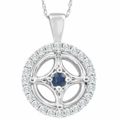 Best deal 🔔 Pompeii3 5/8Ct Blue Sapphire & Diamond Circle Pendant 15mm White Gold 👩 Women's Necklace 🔔