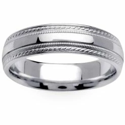 Flash Sale 🔔 Pompeii3 6mm Mens Wedding Band 10K White Gold 🎁