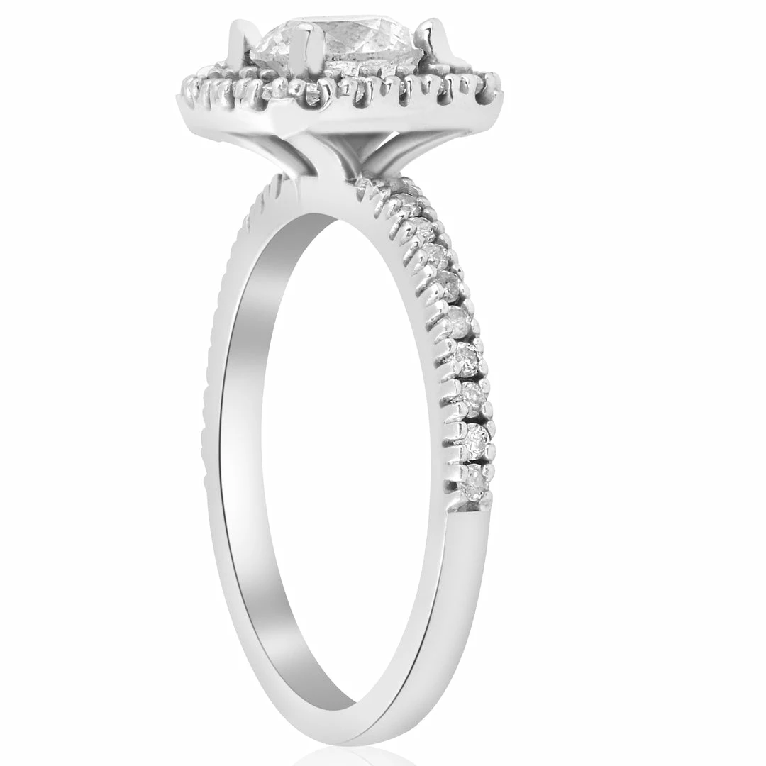 Best deal โจ Pompeii3 1 1/5ct Diamond Cushion Halo Engagement Ring Wedding Band Set 14k White Gold for ๐ฉ women ๐ - Image 4