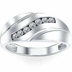 Deals ๐ Pompeii3 Mens 1/3ct Diamond Wedding Ring 10k White Gold Anniversary Band ๐ฏ
