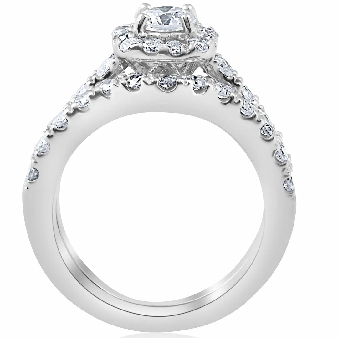 Wholesale ๐ Pompeii3 1 1/4ct Cushion Halo Diamond Engagement Matching Wedding Ring Set 14K White Gold for ๐ฉ women ๐งจ - Image 2
