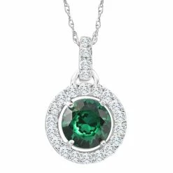 New ๐ Pompeii3 1 1/2Ct Emerald Diamond Halo Pendant ๐ฉ Women's 10k White Gold Necklace 18" Length ๐คฉ