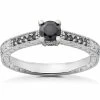 Best deal 🌟 Pompeii3 1/2 ct Black Diamond Vintage Engagement Ring 14k White Gold for 👩 women ✔️