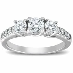 Best deal ✨ Pompeii3 1 1/4ct Three Stone Lab Created Diamond Engagement Ring 14K White Gold for 👩 women 😀