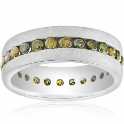 Buy ✨ Pompeii3 1 1/4ct Raw Rough Diamond Eternity Ring Mens Satin Wedding Band 14k White Gold 👏