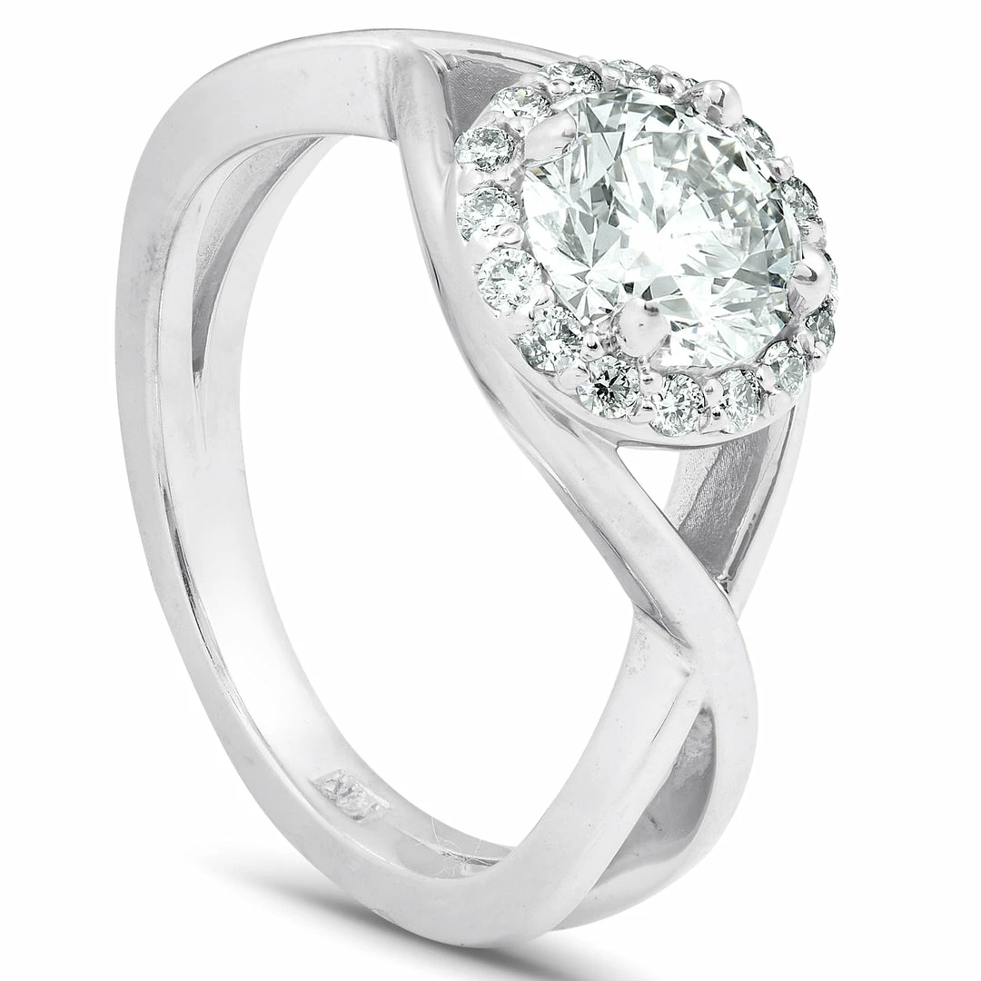 Best deal 👏 Pompeii3 1 Ct Diamond Halo Infinity Crossover Band Engagement Ring 14k White Gold for 👩 women 💯 - Image 2