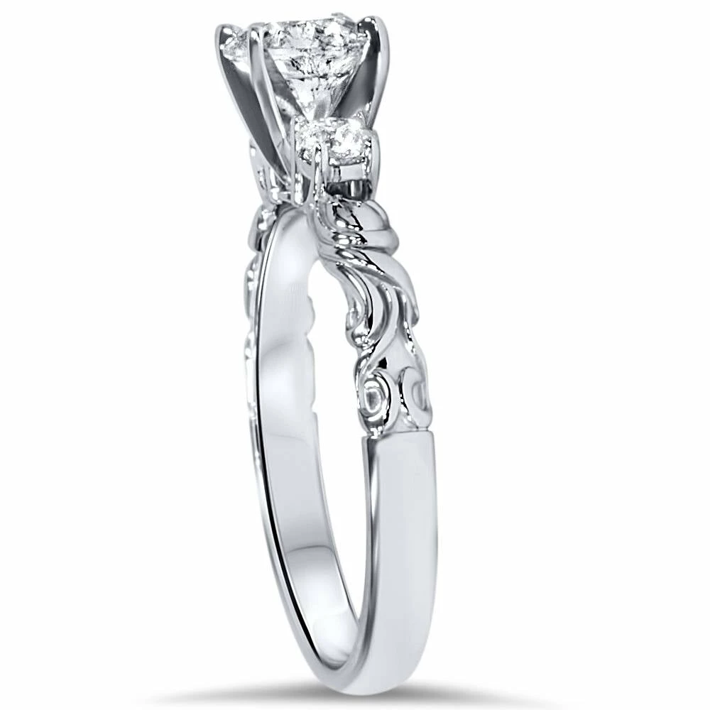 Best deal ๐ Pompeii3 3/4ct Vintage 3 Stone Diamond Engagement Ring 14K White Gold for ๐ฉ women ๐ฅฐ - Image 3
