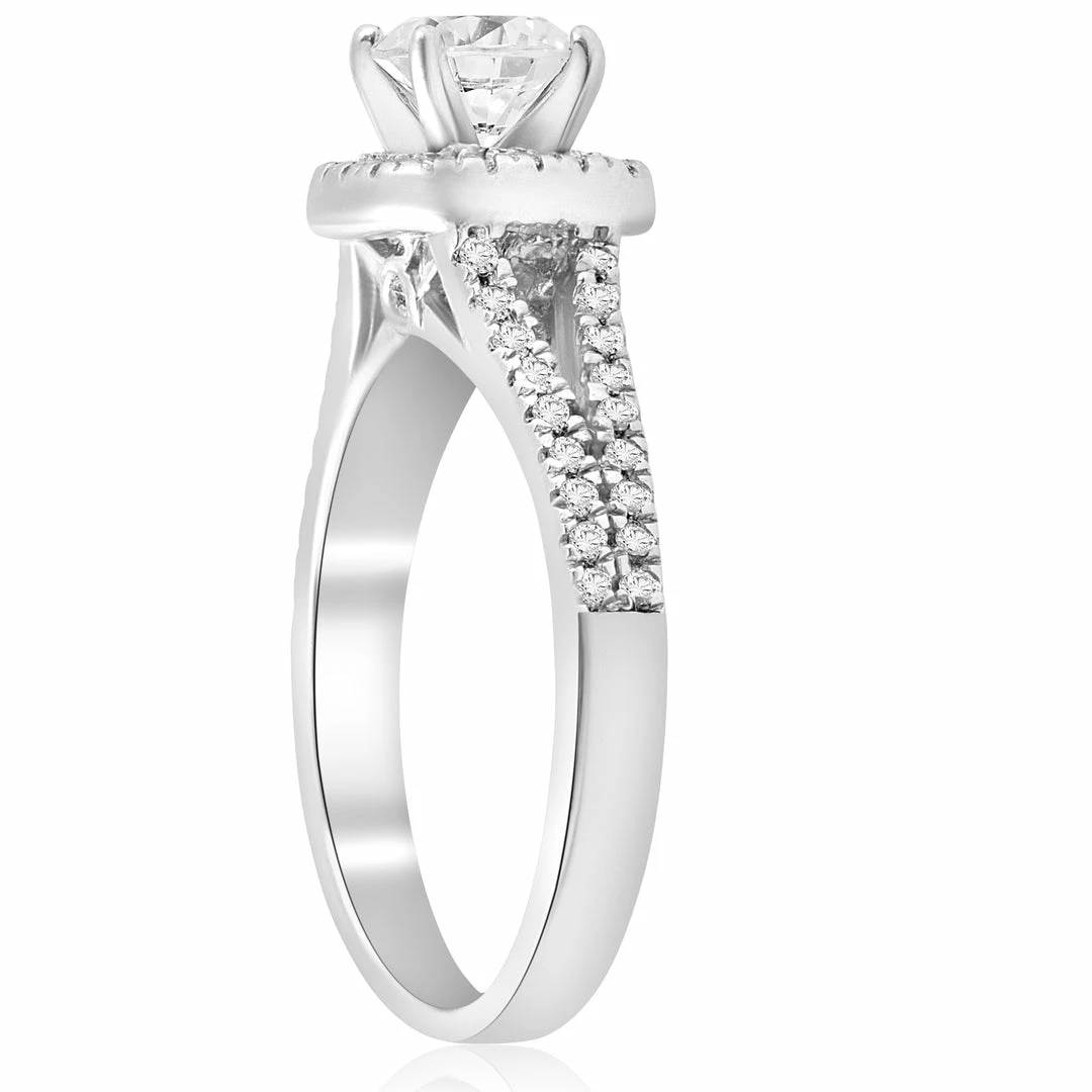 Best deal ๐ Pompeii3 3/4ct Cushion Halo Diamond Engagement Ring Split Shank 14k White Gold for ๐ฉ women ๐ฅ - Image 2
