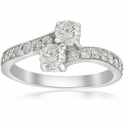 Wholesale 😍 Pompeii3 1.00Ct Forever Us 2 Stone Real Diamond Solitaire Engagement Ring 10k Yellow Gold for 👩 women ⭐