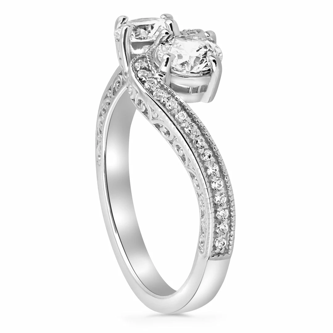 Best Pirce ๐ Pompeii3 1 ct Two Stone Forever Us Vintage Diamond Engagement Ring 14k White Gold for ๐ฉ women ๐ฅฐ - Image 2