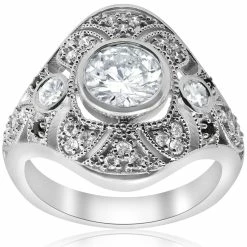Top 10 🤩 Pompeii3 1 3/8ct Vintage Diamond Engagement Ring Antique Art Deco Filigree 14k White Gold for 👩 women ⭐