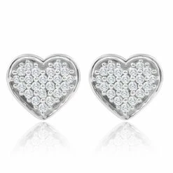 Outlet 🎉 Pompeii3 5/8Ct Heart Shape Diamond Screw Back Studs 10K White Gold 👩 Womens Earrings 17mm 🥰