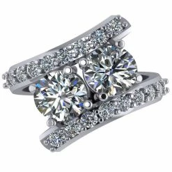 Best deal 💯 Pompeii3 3.90ct Diamond Two Stone Forever Us Engagement Ring White Yellow or Rose Gold for 👩 women 🔔