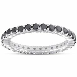 Top 10 ✔️ Pompeii3 1 Ct Black Diamond Eternity Ring 14k White Gold for 👩 women 🎁