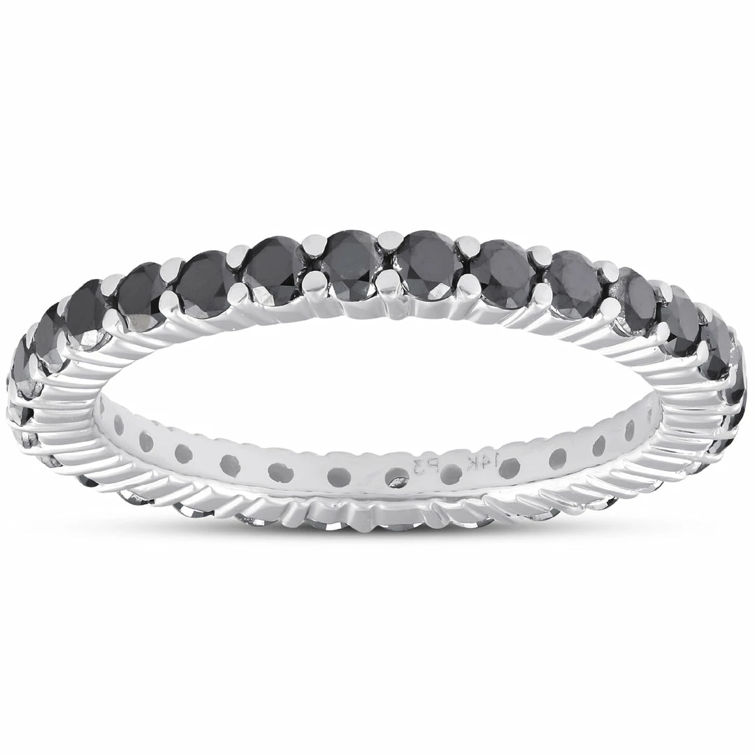 Top 10 โ๏ธ Pompeii3 1 Ct Black Diamond Eternity Ring 14k White Gold for ๐ฉ women ๐
