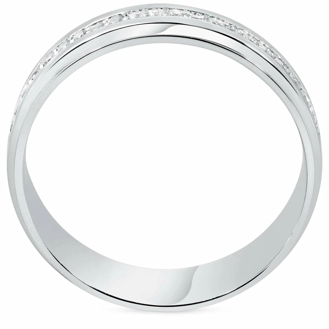 Outlet 🤩 Pompeii3 Mens Diamond 3/8ct Eternity Ring Wedding Band 14k White Gold High Polished 7MM ✨ - Image 2