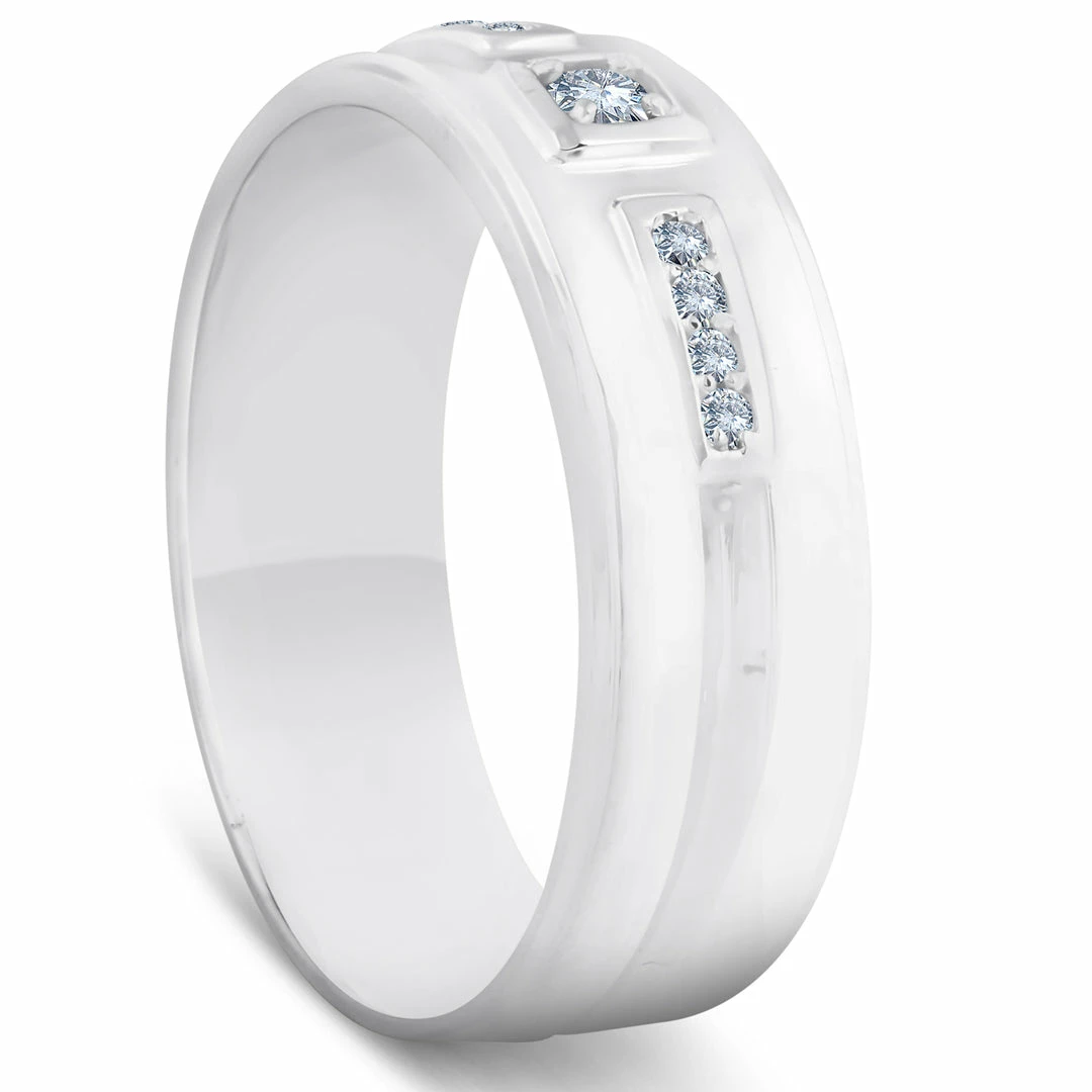 Wholesale ✨ Pompeii3 1/4 Ct Diamond Mens Wedding Band High Polished 7mm Ring for 👩 women ✨ - Image 2