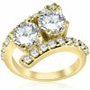 Best deal 🎉 Pompeii3 3.90ct Diamond Two Stone Forever Us Engagement Ring 14k Yellow Gold for 👩 women 🌟