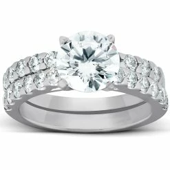 Wholesale 🧨 Pompeii3 3 1/4 Ct Diamond & Moissanite Engagement Ring 14k White Gold for 👩 women 🧨