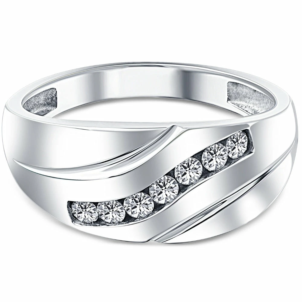 Deals 👏 Pompeii3 Mens 1/3ct Diamond Wedding Ring 10k White Gold Anniversary Band 💯 - Image 4