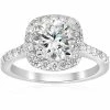 Best deal 🛒 Pompeii3 2 ct Cushion Halo Vintage Accent Diamond Engagement Ring 14K White Gold for 👩 women ✔️