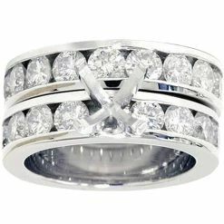 Best Pirce โจ Pompeii3 3ct Diamond Engagement Semi Mount Wedding Ring Set White Gold Channel Set for ๐ฉ women โญ