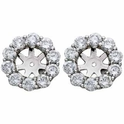Promo ✨ Pompeii3 1 1/2ct Diamond Halo Earring Studs Jackets White Gold (6-6.7mm) for 👩 women 😍