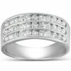 Wholesale 🔥 Pompeii3 1 Ct TDW Three Row Channel Set Diamond Wedding Ring 10k White Gold Band for 👩 women 🎉