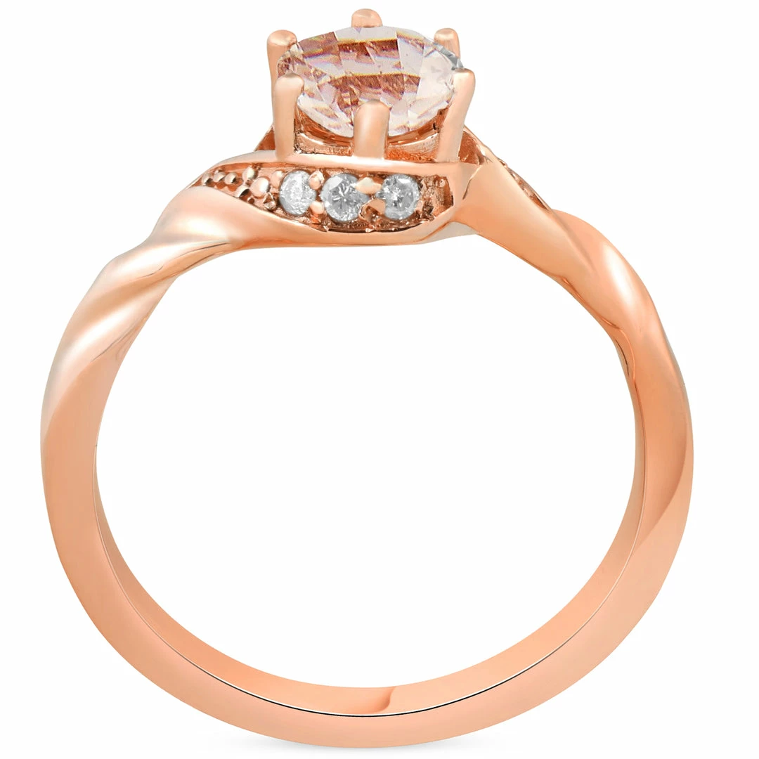 Best deal ✔️ Pompeii3 3/4 ct Diamond & Morganite 14k Rose Gold Solitaire Twist Band Engagement Ring for 👩 women 😉 - Image 3