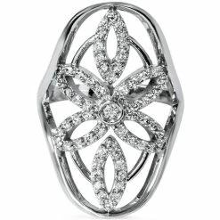 Promo ๐งจ Pompeii3 SI 5/8ct Vintage Right Hand Antique Style Diamond Ring 14K White Gold Size 7 for ๐ฉ women ๐งจ