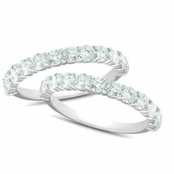 Wholesale 🧨 Pompeii3 1Ct Diamond Weedding Ring Set 14k White Gold Stackable Engagement Bands for 👩 women ❤️