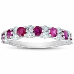 Best deal ❤️ Pompeii3 1 1/2 Ct Ruby & Diamond Wedding Ring 14k White Gold for 👩 women 😀