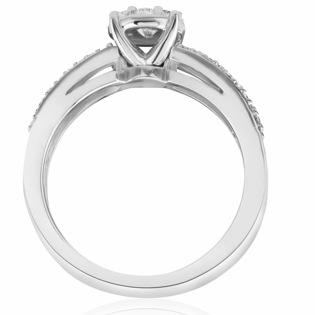 Best reviews of 🔥 Pompeii3 1/2ct Diamond Halo Split Shank Round Cut Engagement Ring 14k White Gold for 👩 women 😉 - Image 2