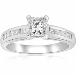 Best deal 😍 Pompeii3 1 1/2ct Princess Cut Diamond Engagement Ring 14k White Gold Enhanced for 👩 women ⭐