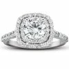 Best deal ❤️ Pompeii3 2 1/4 Ct Diamond & Moissanite Cushion Halo Engagement Ring 14k White Gold for 👩 women 😍