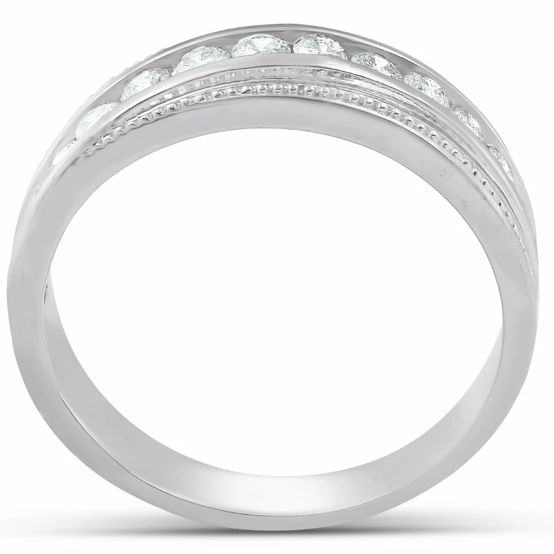 Best reviews of ❤️ Pompeii3 1/2 Ct Mens Diamond Wedding Ring With Bead Accent High Polished 10k White Gold 🎁 - Image 3