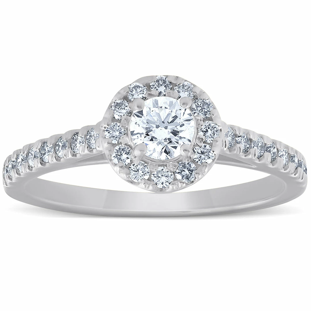 Best deal โจ Pompeii3 3/4 Ct Halo Round Diamond Engagement Halo Ring 10k White Gold for ๐ฉ women โ
