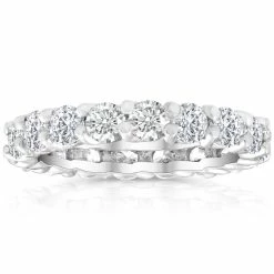 Best deal 💯 Pompeii3 2 Ct Lab Created Moissanite Eternity Ring 👩 Womens Wedding Band 14k White Gold 😀