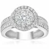 Best deal 🔔 Pompeii3 1 cttw Diamond Double Halo Engagement Ring 10K White Gold for 👩 women ⭐
