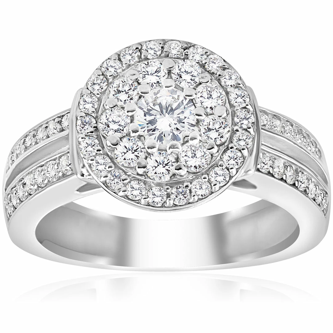 Best deal ๐ Pompeii3 1 cttw Diamond Double Halo Engagement Ring 10K White Gold for ๐ฉ women โญ