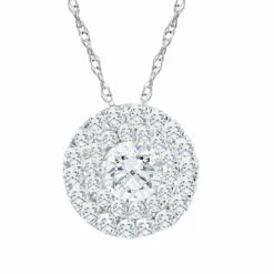 Brand new ✔️ Pompeii3 2 1/5Ct TW Diamond (1ct center) Round Halo Pendant White Gold Necklace for 👩 women ⌛